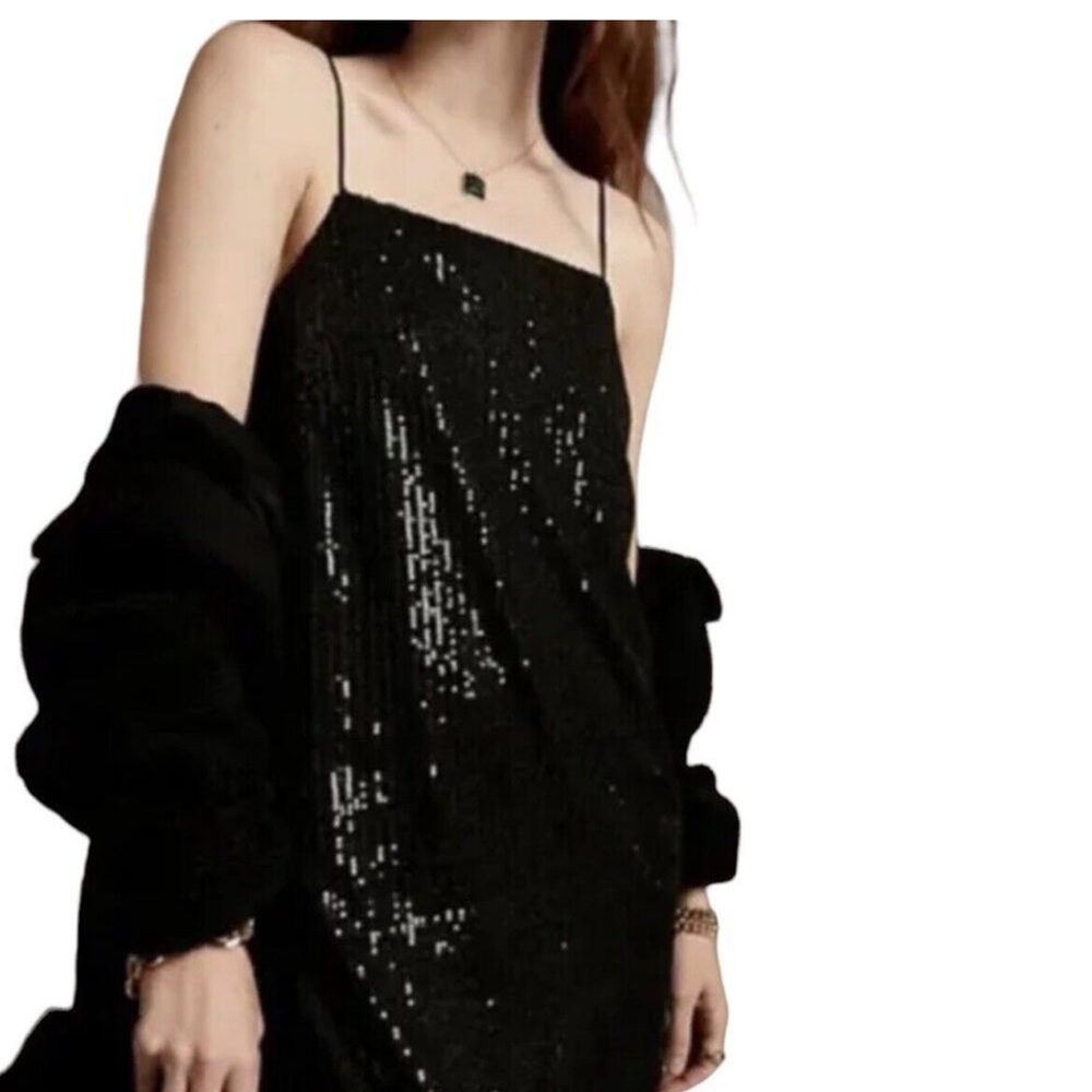 Banana Republic Black Sequin Slip Dress